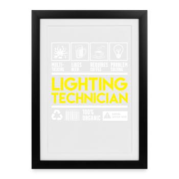 Licht Techniker - Gerahmtes Poster (27 × 37 cm) - Schwarz - Vorne