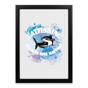 Poisson-chat Poisson-chat Poisson-chat pour les éclaboussures de peinture - Affiche encadrée (27 × 37 cm) - noir - Devant