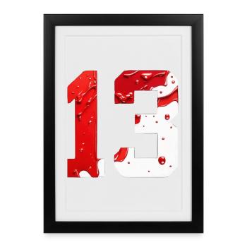 NO. 13 NUMBER 13 RED WHITE 13TH BIRTHDAY - Framed poster (27 × 37 cm) - black - Front
