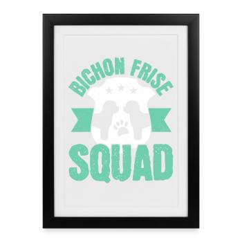 Bichon Frise Kader Hundeliebhaber Welpe Pfote Lieb - Gerahmtes Poster (27 × 37 cm) - Schwarz - Vorne