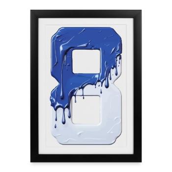 NO. 8 NUMBER 8 BLUE WHITE 8TH BIRTHDAY - Framed poster (27 × 37 cm) - black - Front