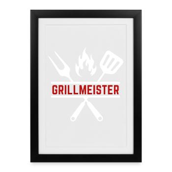 grillmeister - Gerahmtes Poster (27 × 37 cm) - Schwarz - Vorne