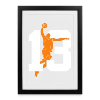 NUMÉRO 13 : 13E ANNIVERSAIRE DE BASKET-BALL - Affiche encadrée (27 × 37 cm) - noir - Devant