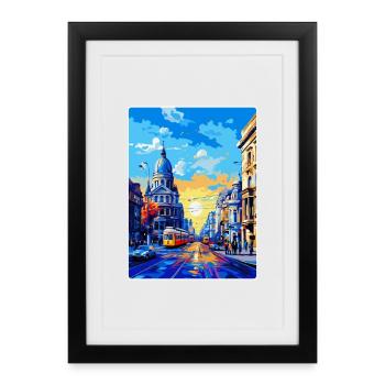 Bucharest Romania Vintage Travel Poster Souvenir - Framed poster (27 × 37 cm) - black - Front