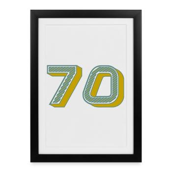 70. 70 YEARS. 70th ANNIVERSARY. 70 YEARS ANNIVERSARY. - Framed poster (27 × 37 cm) - black - Front