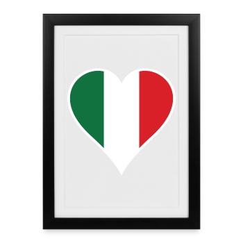 Coeur d'Italie avec cadre blanc - Affiche encadrée (27 × 37 cm) - noir - Devant