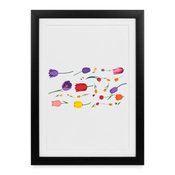 Fleurs Printemps Tulipes - Affiche encadrée (27 × 37 cm) - noir - Devant