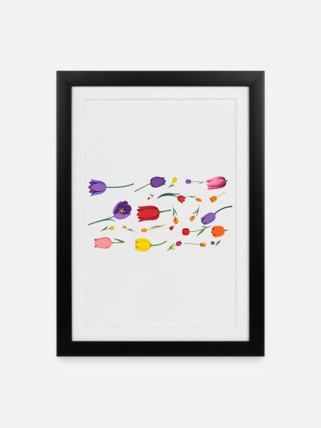 Flowers Spring Tulips - Framed poster (27 × 37 cm) - black