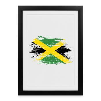 Drapeau de la Jamaïque utilisé - Affiche encadrée (27 × 37 cm) - noir - Devant