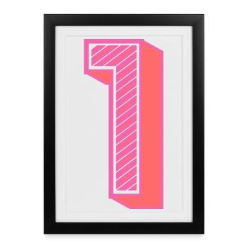1. 1 AN. 1er ANNIVERSAIRE. ANNIVERSAIRE 1 AN - Affiche encadrée (27 × 37 cm) - noir - Devant