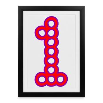 1. 1 AN. 1er ANNIVERSAIRE. ANNIVERSAIRE 1 AN - Affiche encadrée (27 × 37 cm) - noir - Devant