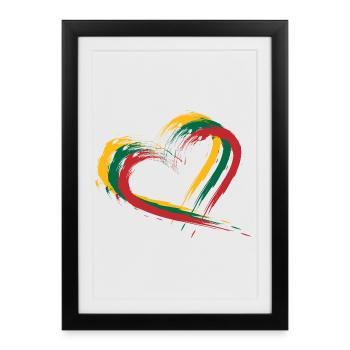Drapeau brosse coeur de la Lituanie - Affiche encadrée (27 × 37 cm) - noir - Devant