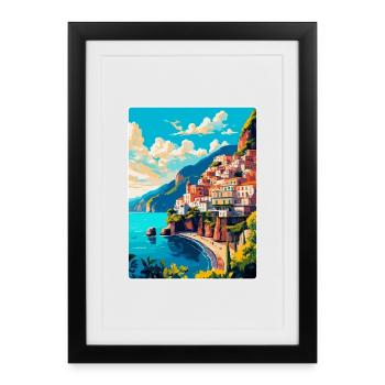 Amalfi Italy Vintage Travel Poster WPA Souvenir - Framed poster (27 × 37 cm) - black - Front