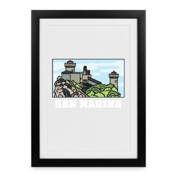 Winzige San Marino Festungsstadt - Gerahmtes Poster (27 × 37 cm) - Schwarz - Vorne