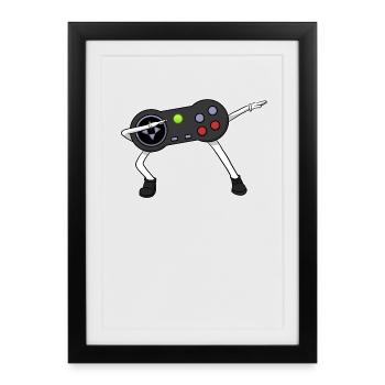 Dabbing Controller Dab Gamer Gaming - Gerahmtes Poster (27 × 37 cm) - Schwarz - Vorne
