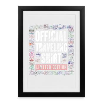 Reiselust Stempel Flug Reisen Urlaub Kreuzfahrt - Gerahmtes Poster (27 × 37 cm) - Schwarz - Vorne