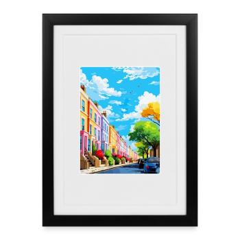 Notting Hill London England Uk Travel Poster WPA - Framed poster (27 × 37 cm) - black - Front