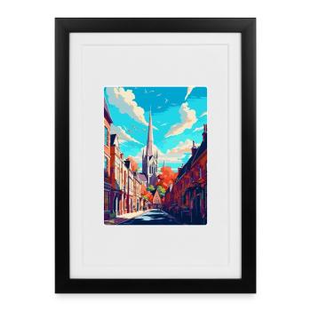 Winchester England Uk Reiseposter Souvenir WPA - Gerahmtes Poster (27 × 37 cm) - Schwarz - Vorne