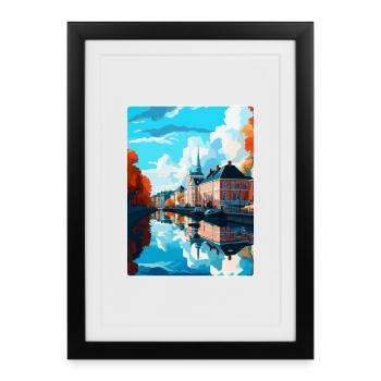 Karlstad Schweden Vintage Reiseplakat Souvenir WPA - Gerahmtes Poster (27 × 37 cm) - Schwarz - Vorne