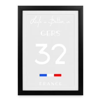 Das Leben ist besser GERS Nummer 32 Gascogne - Gerahmtes Poster (27 × 37 cm) - Schwarz - Vorne