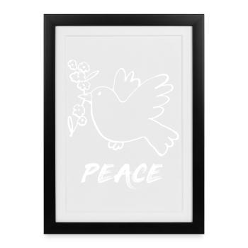 Paix / Peace / Colombe de la paix - Affiche encadrée (27 × 37 cm) - noir - Devant