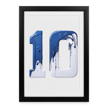 NON. 10 NUMÉRO 10 BLEU BLANC 10E ANNIVERSAIRE - Affiche encadrée (27 × 37 cm) - noir - Devant