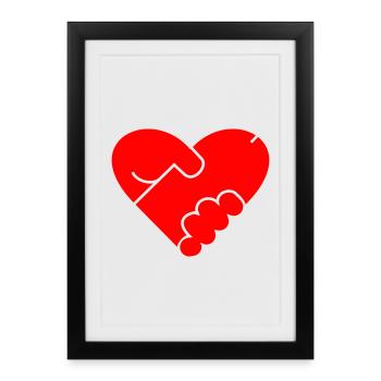 Heart Penis Gift Masturbate Valentine's Day - Framed poster (27 × 37 cm) - black - Front