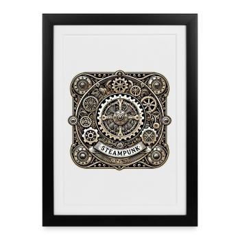 Steampunk Logo - Framed poster (27 × 37 cm) - black - Front