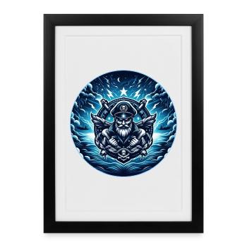 Captain in the Storm Logo - Framed poster (27 × 37 cm) - black - Front