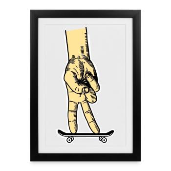 Faire du skateboard avec les doigts - Affiche encadrée (27 × 37 cm) - noir - Devant
