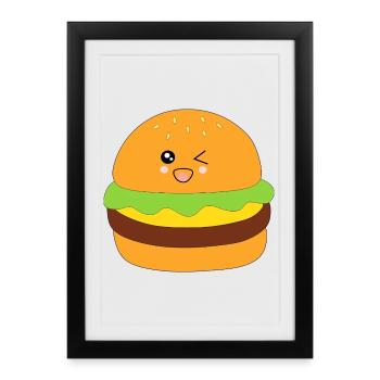 Burger, fast food, food, cooking gift chef - Framed poster (27 × 37 cm) - black - Front