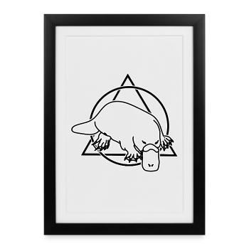 Neugieriges Schnabeltier Flussufer - Gerahmtes Poster (27 × 37 cm) - Schwarz - Vorne