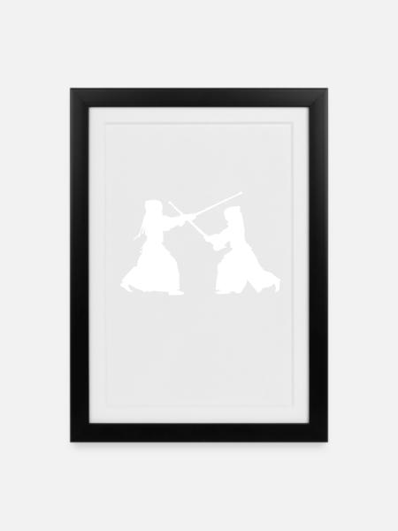 Diszipliniertes Kendo Bambusschwert - Gerahmtes Poster (27 × 37 cm) - Schwarz