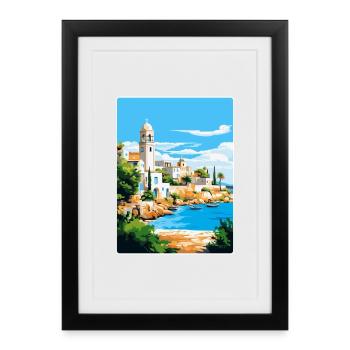 Paphos Chypre Affiche de voyage vintage WPA Souvenir - Affiche encadrée (27 × 37 cm) - noir - Devant