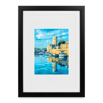 La Rochelle France Poster de voyage vintage souvenir - Affiche encadrée (27 × 37 cm) - noir - Devant