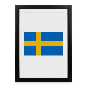 Drapeau de la Suède - Affiche encadrée (27 × 37 cm) - noir - Devant