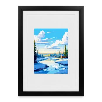 Rovaniemi Finlande Affiche de voyage vintage souvenir - Affiche encadrée (27 × 37 cm) - noir - Devant