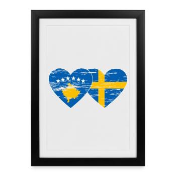 Kosovo Suède Drapeau utilisé - Affiche encadrée (27 × 37 cm) - noir - Devant