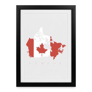 Silhouette du Canada avec feuille d’érable - Affiche encadrée (27 × 37 cm) - noir - Devant