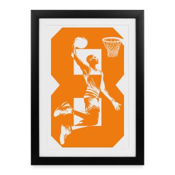 NUMÉRO 8 BASKETBALL 8E ANNIVERSAIRE - Affiche encadrée (27 × 37 cm) - noir - Devant