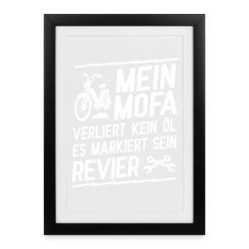 Mofa Moped Mofafahrer Mopedfahrer Mokick - Gerahmtes Poster (27 × 37 cm) - Schwarz - Vorne