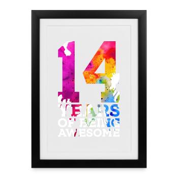 14 ANS D’ÊTRE GÉNIAL 14E ANNIVERSAIRE - Affiche encadrée (27 × 37 cm) - noir - Devant