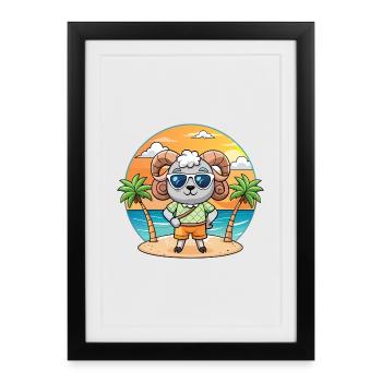 Ram Funny Cartoon Summer Beach Sunglasses - Framed poster (27 × 37 cm) - black - Front