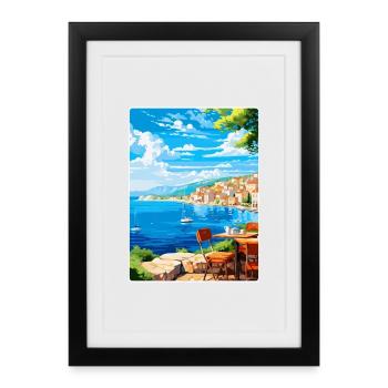Croatie Vintage Voyage Poster Souvenir Souvenir - Affiche encadrée (27 × 37 cm) - noir - Devant