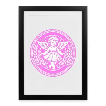 Logo de l’ange gardien - Affiche encadrée (27 × 37 cm) - noir - Devant
