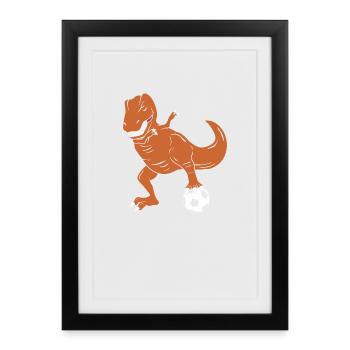 Bambini Dino G-Jugend Kinderfussball Trex Jugend - Gerahmtes Poster (27 × 37 cm) - Schwarz - Vorne