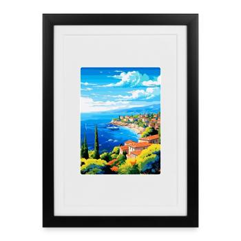 Cote D Azur France Vintage Travel Poster Souvenir - Framed poster (27 × 37 cm) - black - Front