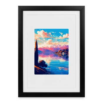 Lago Maggiore Schweiz Vintage Reiseplakat - Gerahmtes Poster (27 × 37 cm) - Schwarz - Vorne