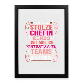 Stolze Chefin Team Firmenjubiläum - Gerahmtes Poster (27 × 37 cm) - Schwarz - Vorne
