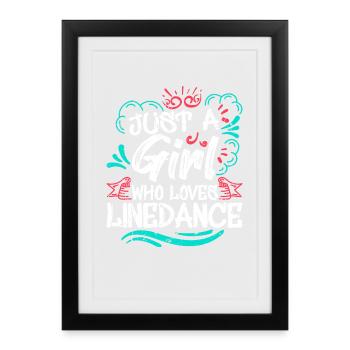 Linedance Geschenk - Gerahmtes Poster (27 × 37 cm) - Schwarz - Vorne